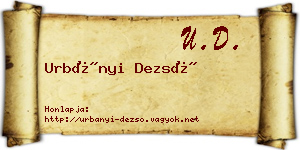 Urbányi Dezső névjegykártya